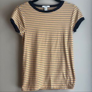 Gold, Navy & White Striped Tee